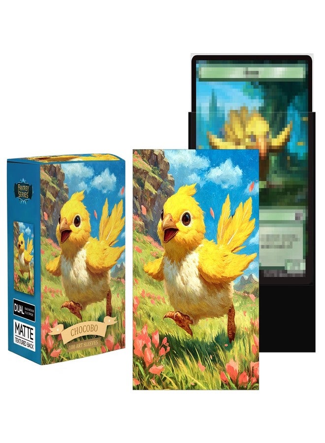 Katomula 100 MTG Card Sleeves with 100 Inner Sleeve, Textured Back Art Sleeves, Fit Standard Size Cards-Painting Chocobo - Image 2
